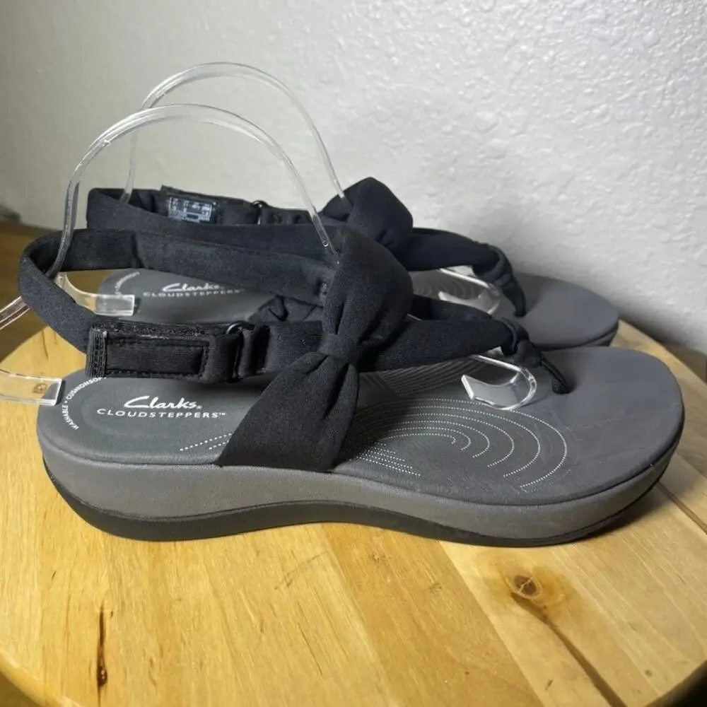 Clarks Cloudsteppers Black Textile Upper Sandals size 11 M NWOT